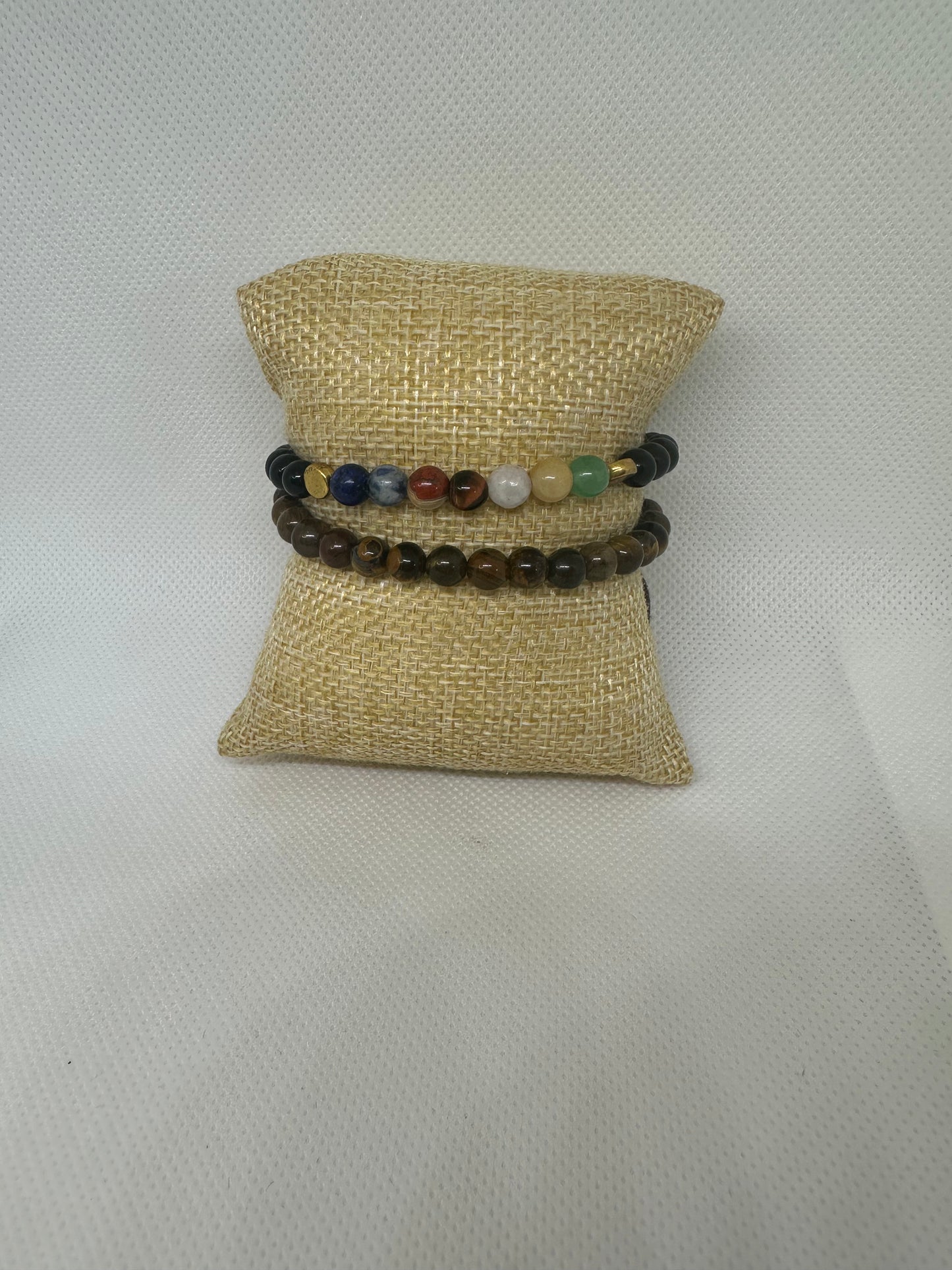 Set del pulsera ojo de tigre, 7 chakras