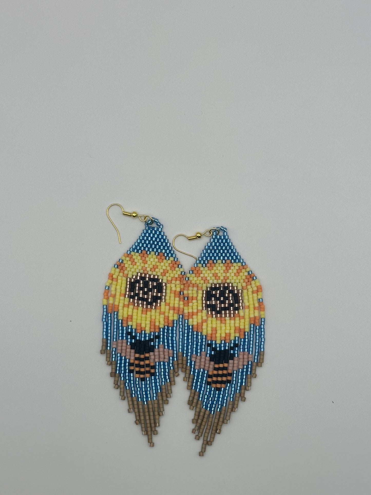 Aretes de girasol abeja