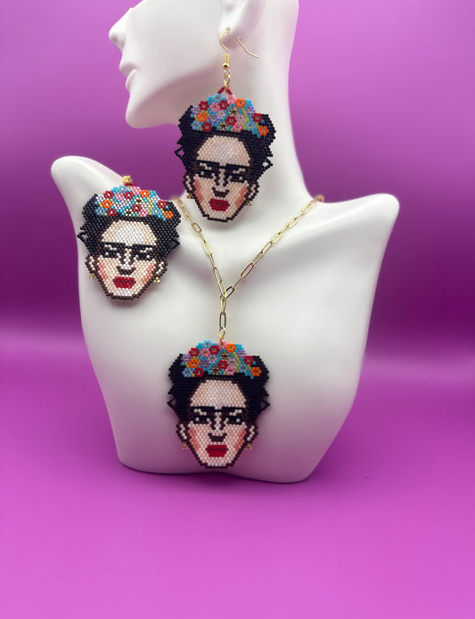 Set frida Khalo, cadena paper clip 18 inch