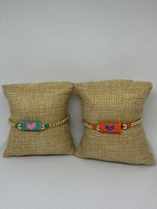 Pulsera Dorado con Corazon Miyuki