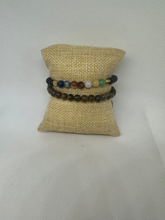 Set del pulsera ojo de tigre, 7 chakras